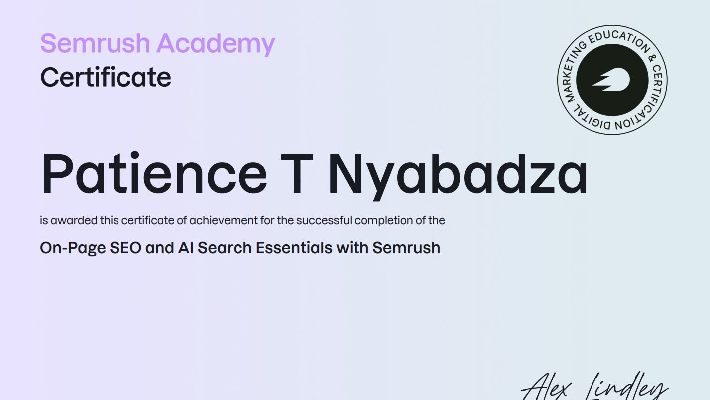 On-Page SEO and AI Search Essentials Certificate